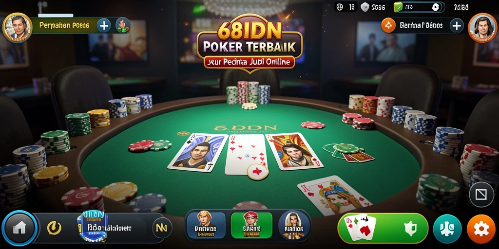 Screenshot gameplay 68IDN menampilkan pemain yang bersaing di meja Poker.