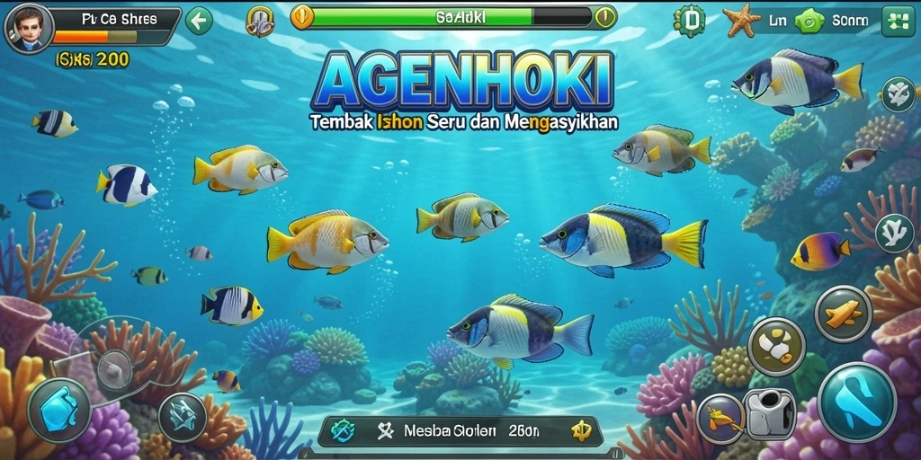 Screenshot gameplay AGENHOKI yang penuh aksi Tembak Ikan.
