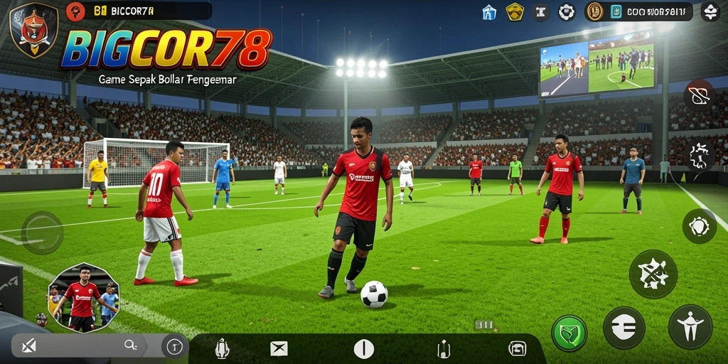 Gameplay seru di BIGCOR78 dengan aksi sepak bola dramatik.