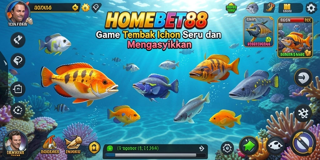 Tampilan gameplay seru di HOMEBET88 saat menembak ikan.