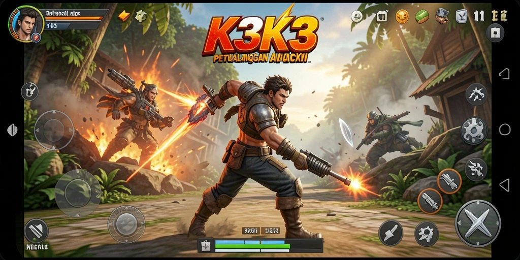 Gameplay seru penuh aksi dalam K3K3 dengan pertarungan mendebarkan.