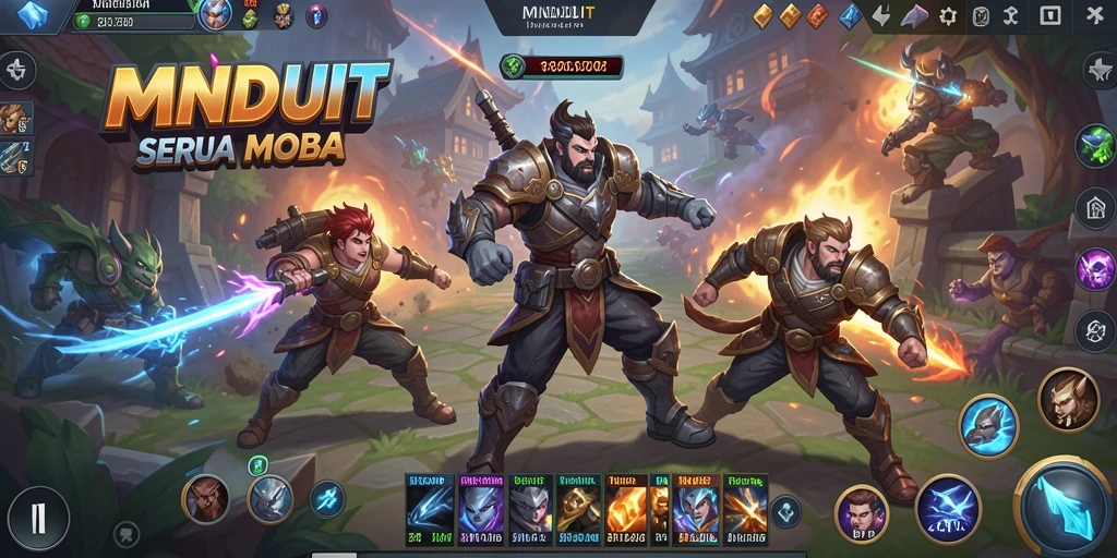 Screenshot utama MNDUIT menampilkan aksi gameplay seru di arena MOBA.