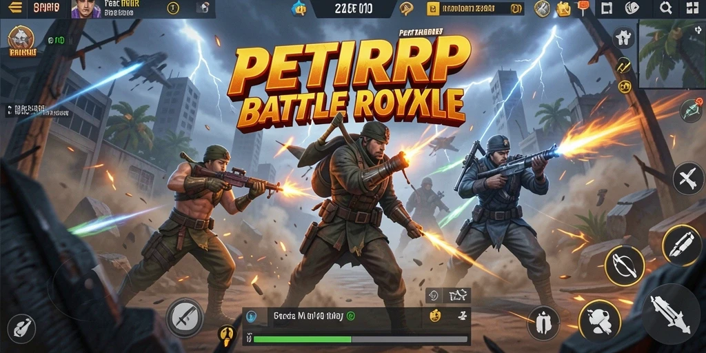 Tangkapan layar utama dari PETIRRP yang menunjukkan intensitas gameplay Battle Royale.