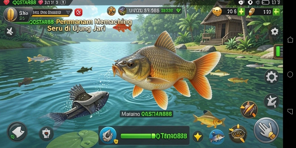 Gambaran gameplay seru di QQSTAR88 saat menangkap ikan.